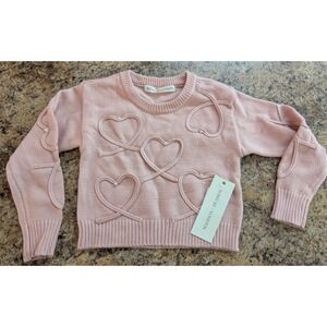 Madison Hudson Girls Light Pink 3D Heart Pearl Sweater GS67508G Size 4 NEW